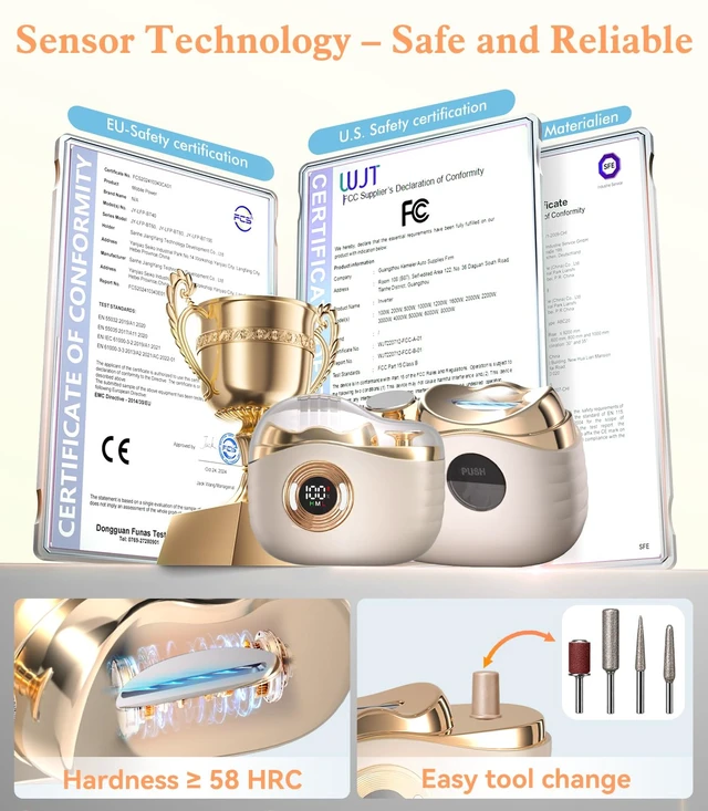 Alt view image 2 of 7 - Upgrad Electric Nail ClipperIndustry Top 1All-Nail Adaptive Power | Electric Nail TrimmerGerman Salon0.1mm Precision Blade Electric Nail Clipper for Seniors & Babies, Champagne Gold