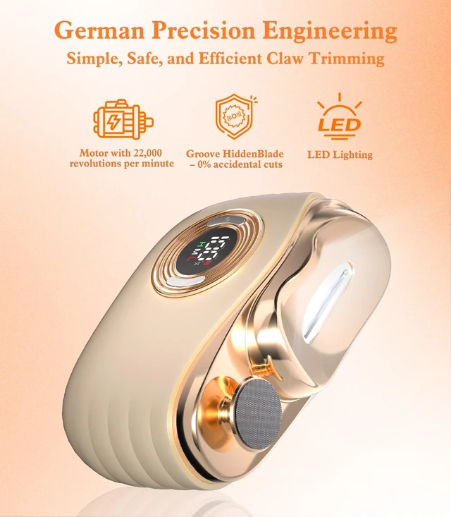 Alt view image 7 of 7 - Upgrad Electric Nail ClipperIndustry Top 1All-Nail Adaptive Power | Electric Nail TrimmerGerman Salon0.1mm Precision Blade Electric Nail Clipper for Seniors & Babies, Champagne Gold
