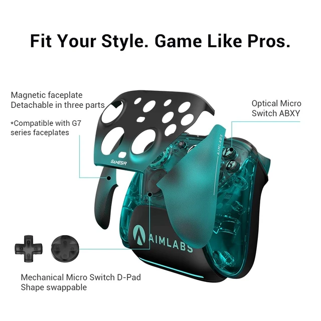 Alt view image 5 of 7 - G7 Pro Wired Controller for Xbox Series X|S, Xbox One, Wireless Gamepad for PC&Android with TMR Sticks, Hall Effect Analog Triggers, 1000Hz Polling Rate, 3.5mm Audio Jack - Aimlabs