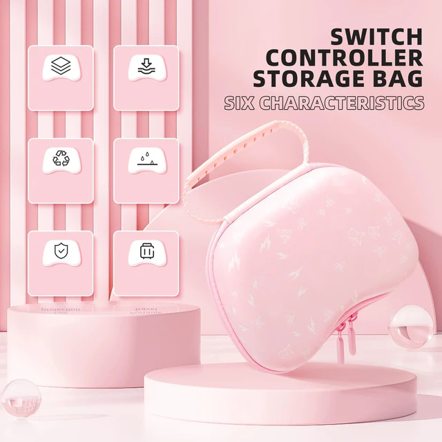 Alt view image 6 of 7 - Wireless Switch Pro Controller with Carrying Storage Case, Gamepad Remote for Switch Support NFC/Dual Vibration/Screenshot/Wake-up Function, Compatible with Switch/Switch Lite/OLED/PC, Pink
