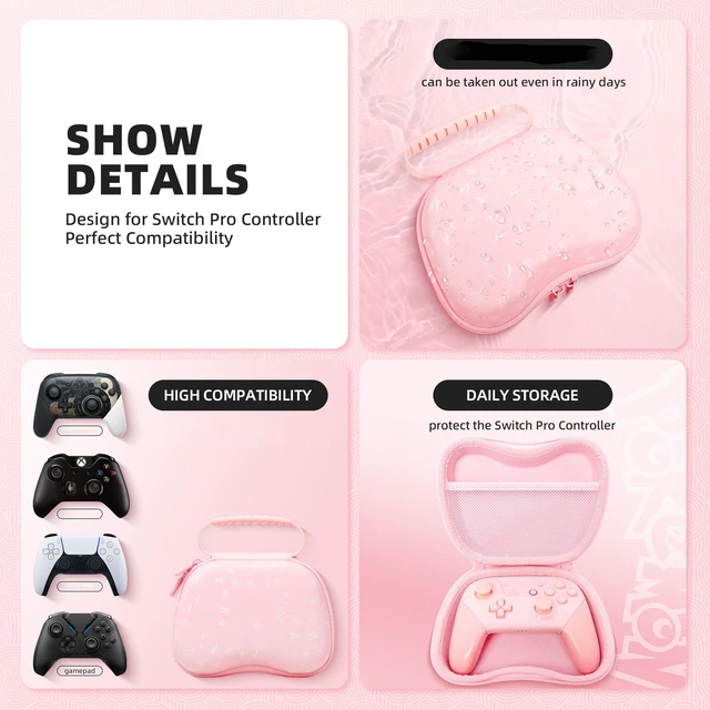 Alt view image 7 of 7 - Wireless Switch Pro Controller with Carrying Storage Case, Gamepad Remote for Switch Support NFC/Dual Vibration/Screenshot/Wake-up Function, Compatible with Switch/Switch Lite/OLED/PC, Pink