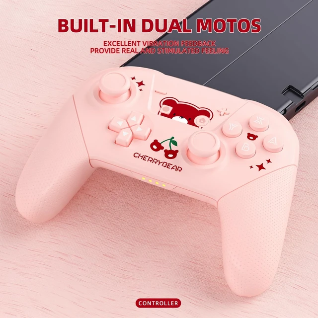 Alt view image 2 of 7 - Wireless Switch Pro Controller with Carrying Storage Case, Gamepad Remote for Switch Support NFC/Dual Vibration/Screenshot/Wake-up Function, Compatible with Switch/Switch Lite/OLED/PC, Pink