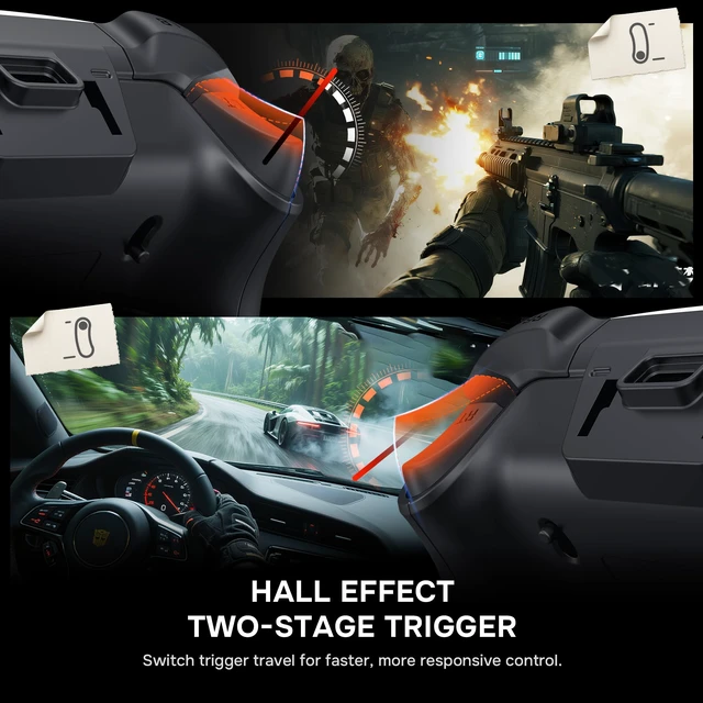 Alt view image 5 of 7 - Wireless PC Gaming Controller with Interactive Screen, Red | Hall Joysticks & Triggers, 1000Hz Polling Rate, 4 Programmable Buttons, Compatible with PC, Switch/Switch2, PS4, iOS, Android