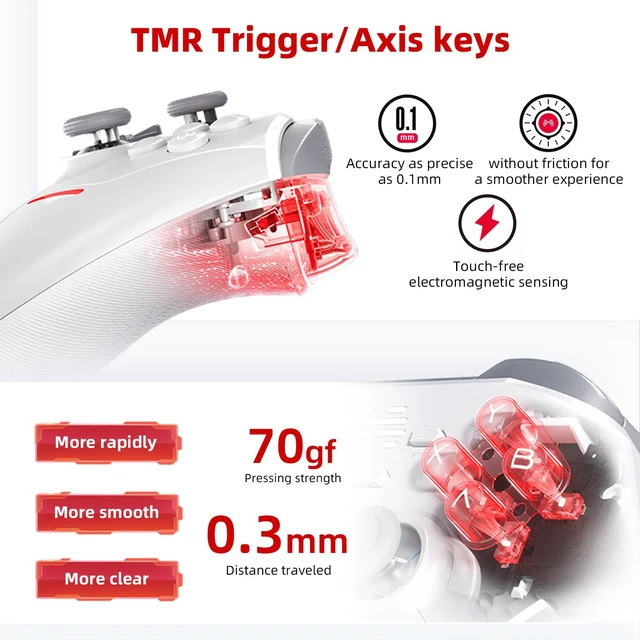 Alt view image 2 of 7 - KP20 Wireless Game Controller with TMR Joysticks, 1000Hz, Hall Effect Triggers, Multi-Platform for PC/Switch/Steam/iOS/Android, Charging Dock Included