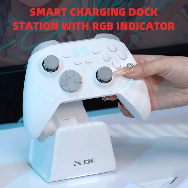 Alt view image 6 of 7 - KP20 Wireless Game Controller with TMR Joysticks, 1000Hz, Hall Effect Triggers, Multi-Platform for PC/Switch/Steam/iOS/Android, Charging Dock Included