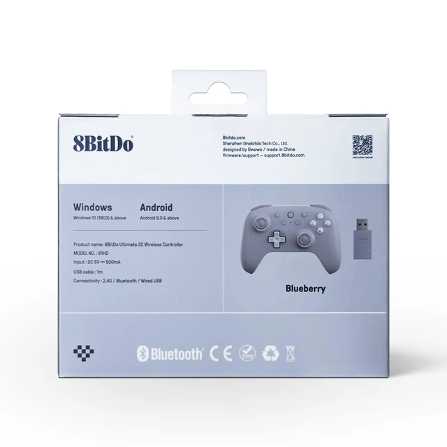 Alt view image 7 of 7 - 8BitDo Ultimate 2C Wireless Controller for Windows PC&Android, Blueberry | Gamepad with Hall Effect Joysticks and Hall Triggers, 1000Hz Polling Rate, Remappable L4/R4 Bumpers