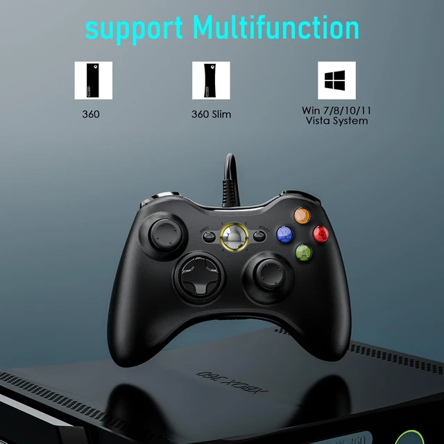 Alt view image 2 of 6 - PC Controller, Wired Controller Compatible with Microsoft Xbox 360 & Slim/PC Windows 10/8/7, with Upgraded Joystick, Black