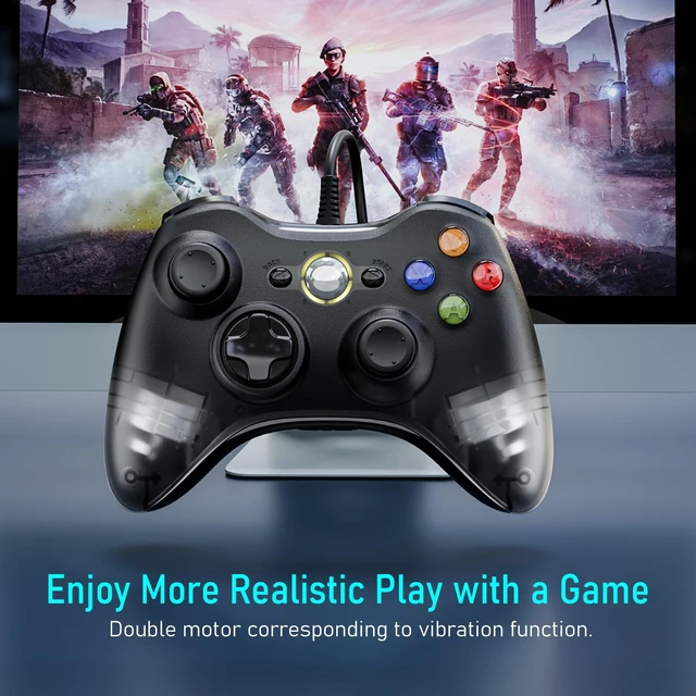 Alt view image 6 of 6 - PC Controller, Wired Controller Compatible with Microsoft Xbox 360 & Slim/PC Windows 10/8/7, with Upgraded Joystick, Black