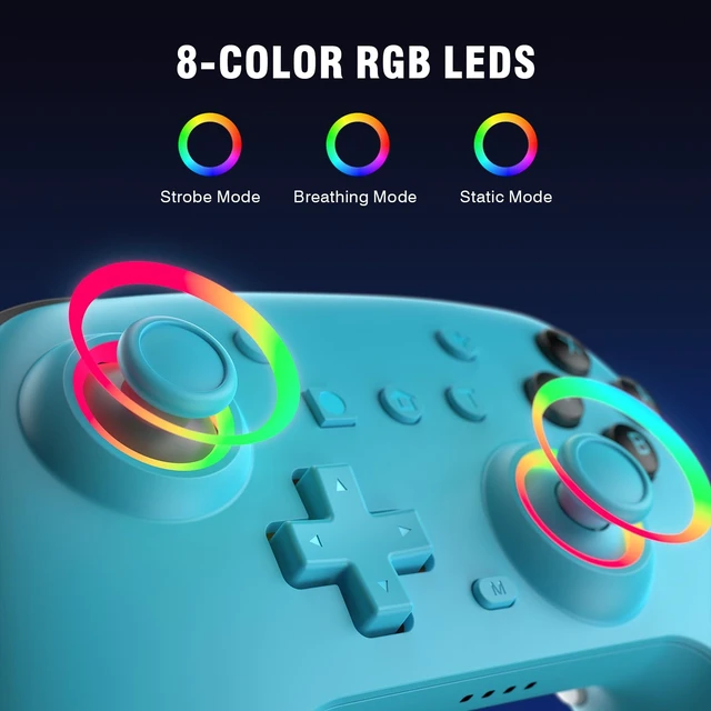 Alt view image 2 of 7 - Wireless Controller for Nintendo Switch/Switch 2/Lite/OLED/PC - Ergonomic Gamepad with Turbo, Programmable Buttons, RGB Lighting, Wake-up Function & Dual Vibration