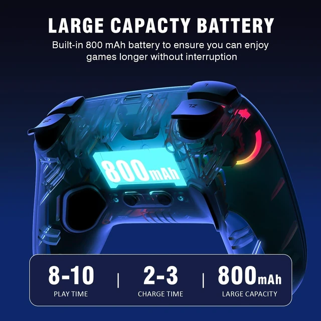 Alt view image 6 of 7 - Wireless Controller for Nintendo Switch/Switch 2/Lite/OLED/PC - Ergonomic Gamepad with Turbo, Programmable Buttons, RGB Lighting, Wake-up Function & Dual Vibration