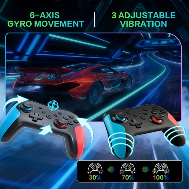 Alt view image 3 of 7 - Wireless Controller for Nintendo Switch Lite/OLED,3 Speed HD Dual Vibration Blue/tooth Gamepad Lag Free 6-Axis Motion, 360°Rocker/Turbo/Screenshot Function 600mA Gaming Accessory(Blue)
