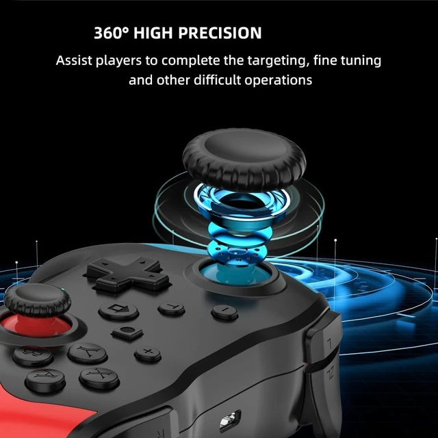 Alt view image 7 of 7 - Wireless Controller for Nintendo Switch Lite/OLED,3 Speed HD Dual Vibration Blue/tooth Gamepad Lag Free 6-Axis Motion, 360°Rocker/Turbo/Screenshot Function 600mA Gaming Accessory(Blue)