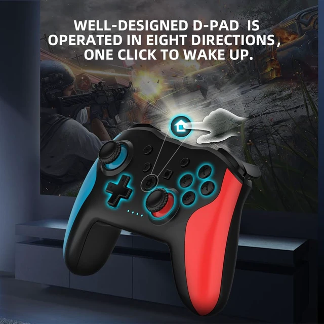 Alt view image 6 of 7 - Wireless Controller for Nintendo Switch Lite/OLED,3 Speed HD Dual Vibration Blue/tooth Gamepad Lag Free 6-Axis Motion, 360°Rocker/Turbo/Screenshot Function 600mA Gaming Accessory(Blue)