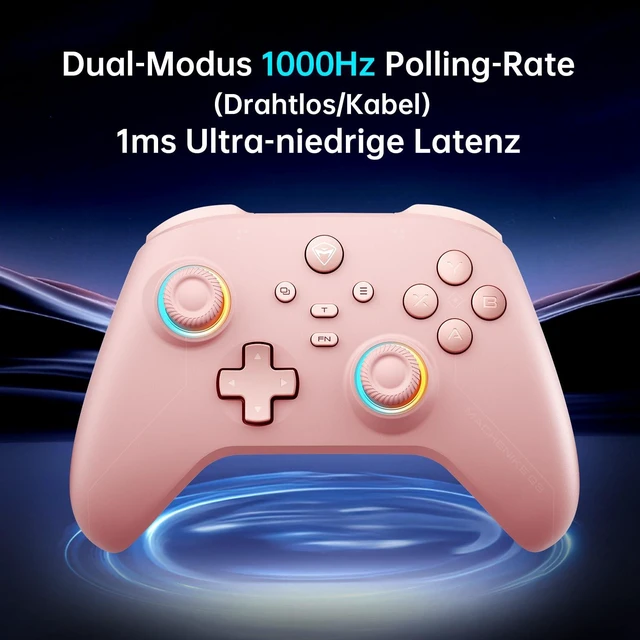 Alt view image 3 of 7 - G3V2 Bluetooth Controller for Pc/Switch/Ios/Android, Hall Effect Joysticks, RGB Lighting Gaming Controller,2 Programmable Buttons,1000mah Battery With Charging Station, Pink