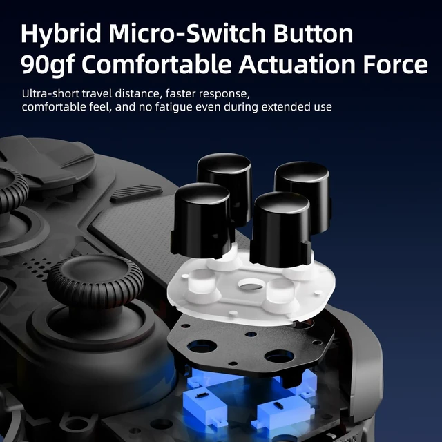 Alt view image 5 of 7 - D4 2.4G Wireless Controller for PS4/Switch/PC/IOS/Android/Steam Deck,TMR Joysticks,Instant Trigger Switch,Mechanical Buttons,4 Macro Back Paddles,Turbo,6-Axis Gyro,Grip Vibration+Trigger Vibration