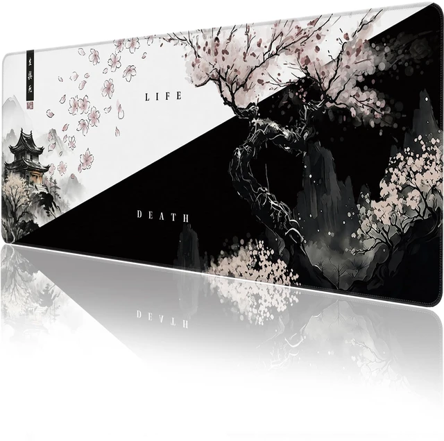 Main image of Gaming Mouse Pad,Large Mousepad,XXL Keyboard Mat,Desk Protector | Waterproof,Non-Slip,Anti-fray edges,31.5"x11.9"Anime Black White Japanese Mouse Pads for Computer Laptop Desktop Game Office