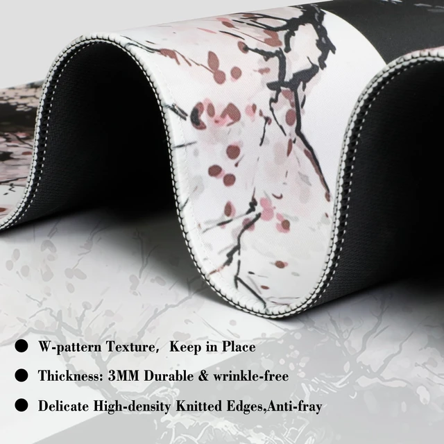 Alt view image 3 of 7 - Gaming Mouse Pad,Large Mousepad,XXL Keyboard Mat,Desk Protector | Waterproof,Non-Slip,Anti-fray edges,31.5"x11.9"Anime Black White Japanese Mouse Pads for Computer Laptop Desktop Game Office