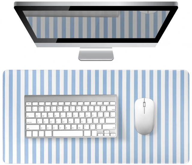 Main image of Blue Striped Desk Mat Large Mouse Pad Cute Desk Pad Keyboard Computer Mat | Kawaii Aesthetic Laptop Gaming XXL Mousepad Home Office Decor