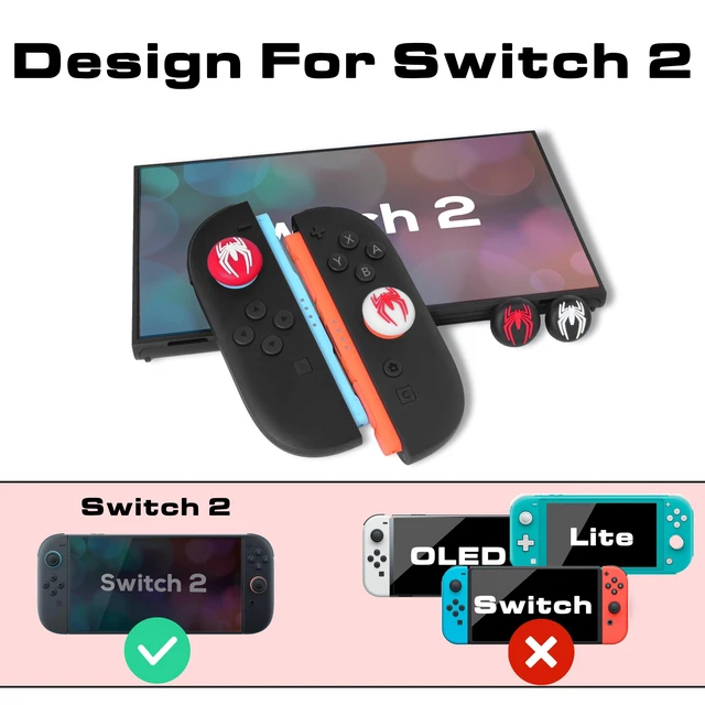 Alt view image 5 of 6 - Thumb Grip Caps for Nintendo Switch 2 / Switch 2 Pro Controller, 4PCS Kawaii Cute Joystick Cap Grip Soft Silicone Joycon Button Cover Switch 2 Accessories, Black