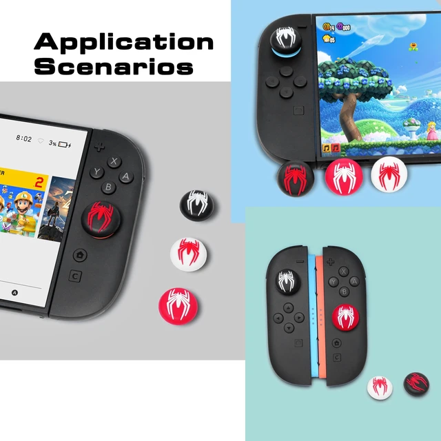 Alt view image 6 of 6 - Thumb Grip Caps for Nintendo Switch 2 / Switch 2 Pro Controller, 4PCS Kawaii Cute Joystick Cap Grip Soft Silicone Joycon Button Cover Switch 2 Accessories, Black