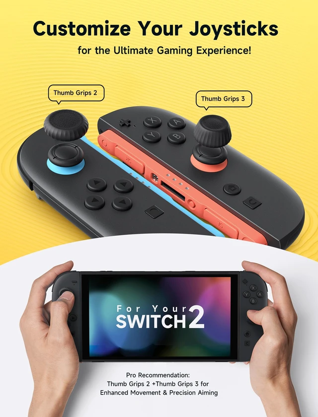 Alt view image 4 of 7 - Thumb Grips for Nintendo Switch 2/Steam Controller/ROG Xbox Ally X | Black, 3Pairs(6pcs), Thumb Grip Caps, Ergonomic Design, Enhanced Gaming Grip, Comfortable & Durable, Joycon Stick Cover