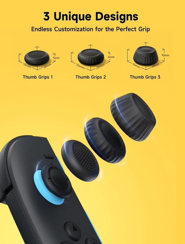 Alt view image 7 of 7 - Thumb Grips for Nintendo Switch 2/Steam Controller/ROG Xbox Ally X | Black, 3Pairs(6pcs), Thumb Grip Caps, Ergonomic Design, Enhanced Gaming Grip, Comfortable & Durable, Joycon Stick Cover