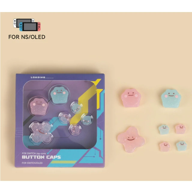 Alt view image 7 of 7 - Cute Silicone Cross D-Pad Button Caps Silicone Thumb Grips Set, ABXY Key Buttons Sticker Joystick Cover Caps Compatible with Nintedo Switch/OLED - Versatile Elves (Powder, Blue)