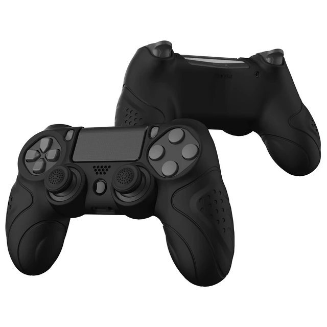 Alt view image 5 of 7 - Guardian Edition Black Ergonomic Soft Anti-Slip Controller Silicone Case Cover for ps4, Rubber Protector Skin with Joystick Caps for ps4 Slim/Pro Controller