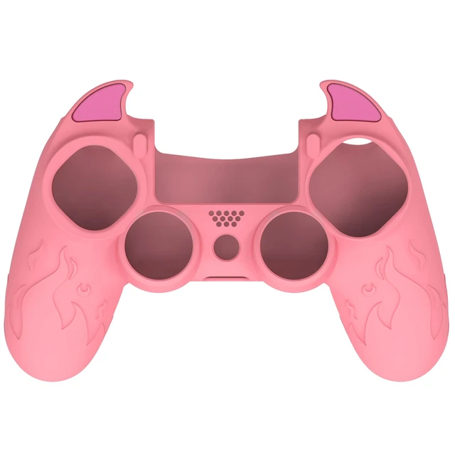 Alt view image 2 of 7 - Cute Demon Controller Skin for ps4 with Thumb Grips & Stickers, Kawaii Anti-Slip Silicone Cover Grip Protector for ps4 Slim/Pro Controller - Pink