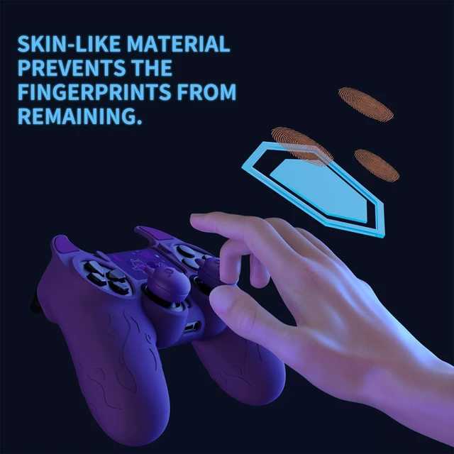 Alt view image 4 of 7 - Cute Demon Controller Skin for ps4 with Thumb Grips & Stickers, Kawaii Anti-Slip Silicone Cover Grip Protector for ps4 Slim/Pro Controller - Pink