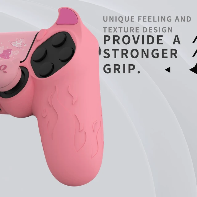 Alt view image 5 of 7 - Cute Demon Controller Skin for ps4 with Thumb Grips & Stickers, Kawaii Anti-Slip Silicone Cover Grip Protector for ps4 Slim/Pro Controller - Pink