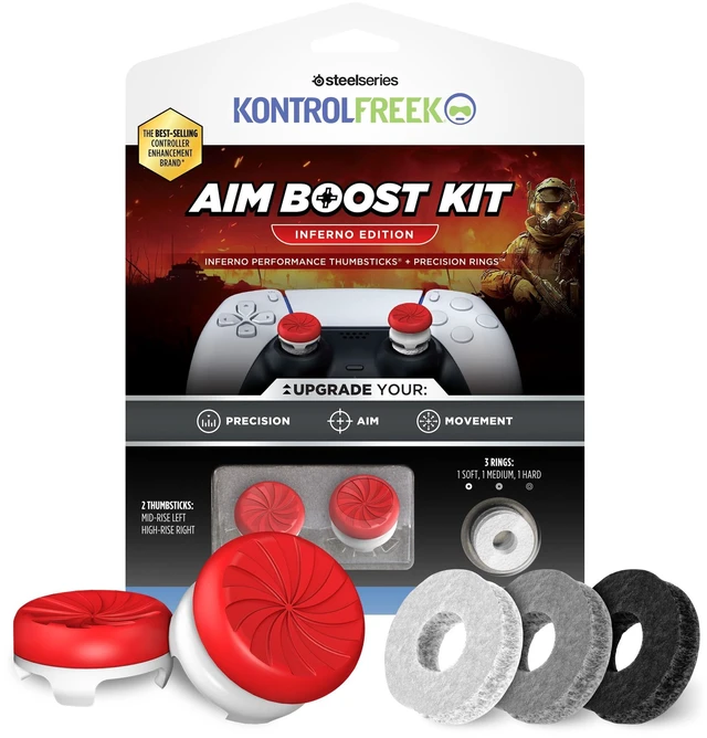 Main image of Aim Boost Kit for PlayStation 5 (PS5) and PlayStation 4 (PS4) Controller | Includes Performance Thumbsticks and Precision Rings | Inferno Edition