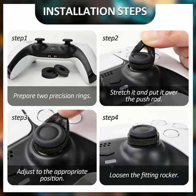 Alt view image 5 of 6 - 8 PCS Precision Rings Kit for PS4, for PS5, for Xbox-Combo I | for PS5 Accessories, for Xbox Accessories, Gaming Controller Enhancer-Black, White, Purple, Green