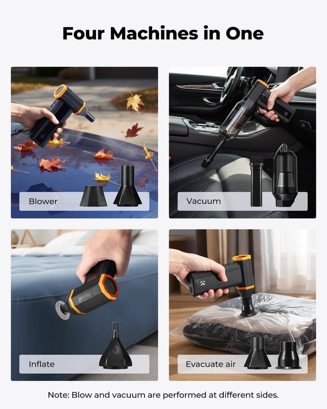 Alt view image 2 of 7 - Blower and Suction 2 in 1 Screen Display Compressed Air Duster | 10000AH,LED Light,Super Wind Power,Brushless Motor First Gear for 150 Mins,for Computer, Keyboard, Car, Home,Outdoor,BS500V
