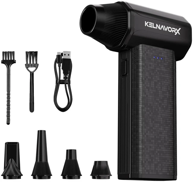 Main image of Compressed Air Duster, 110000RPM Electric Air Duster, 3-Gear Mini Blower with Fast Type-C Charging, Turbo Fan Dust Blower for Computer, Keyboard, PC, Car, Home and Electronics