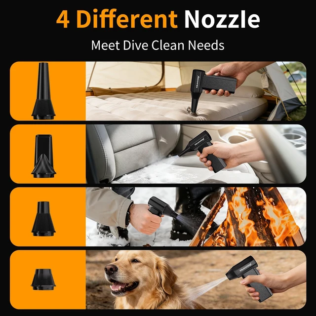 Alt view image 5 of 7 - Compressed Air Duster, 110000RPM Electric Air Duster, 3-Gear Mini Blower with Fast Type-C Charging, Turbo Fan Dust Blower for Computer, Keyboard, PC, Car, Home and Electronics