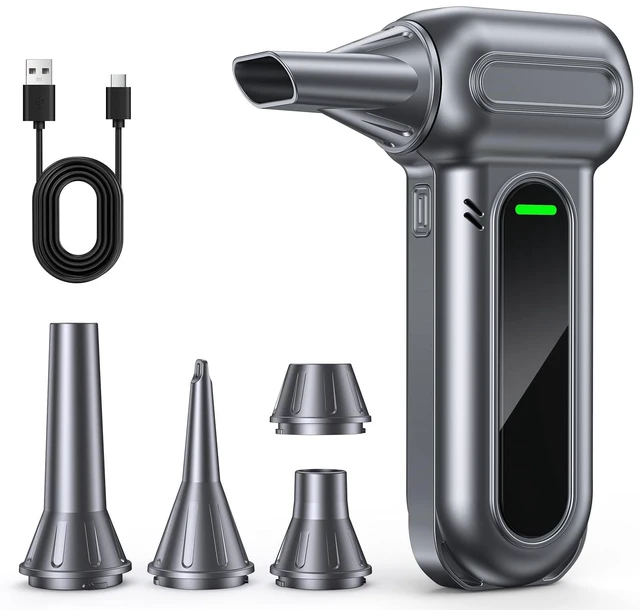 Main image of Compressed Air Duster, 150000RPM Electric Air Duster, 4-Gear Adjustable | Brushless Motor, with LED Light, Type-C Fast Charging, Rechargeable Air Blower for PC, Keyboard, Car, Home, Outdoor