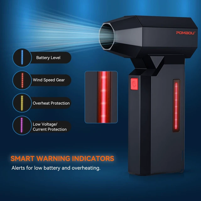 Alt view image 2 of 7 - Compressed Air Duster, 130000RPM Electric Air Duster with Brushless Motor, 5 Gear Adiustable Cordless Air Blower, Rechargeable Mini Blower for PC, Keyboard, Home Cleaning, Outdoor and Car