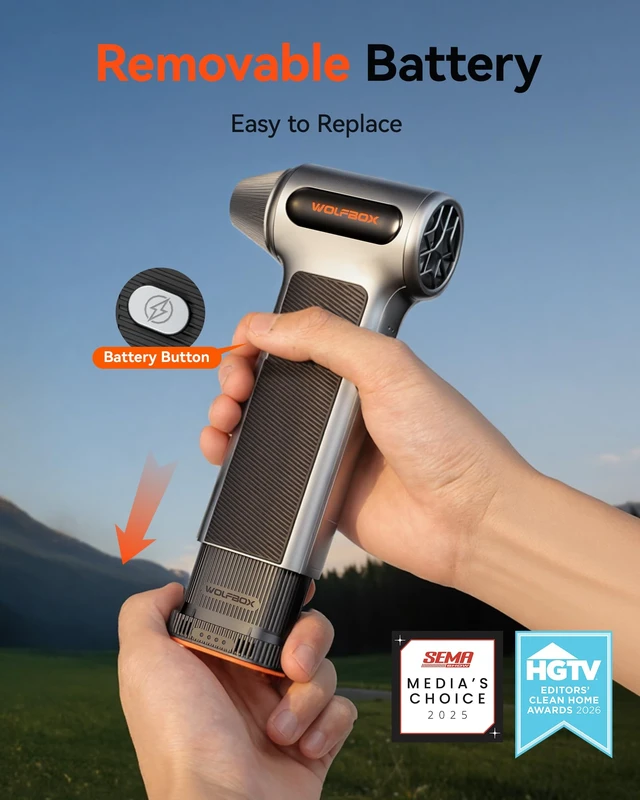 Alt view image 2 of 7 - MF200 Compressed Air Duster, Removable Battery, Car Cleaning, Home | 4 Nozzles, Cordless, 3-Speed Adjustable, Mini Blower, Computer Keyboard, Outdoor Use, 0.85 lb Portable, 2 Brushes