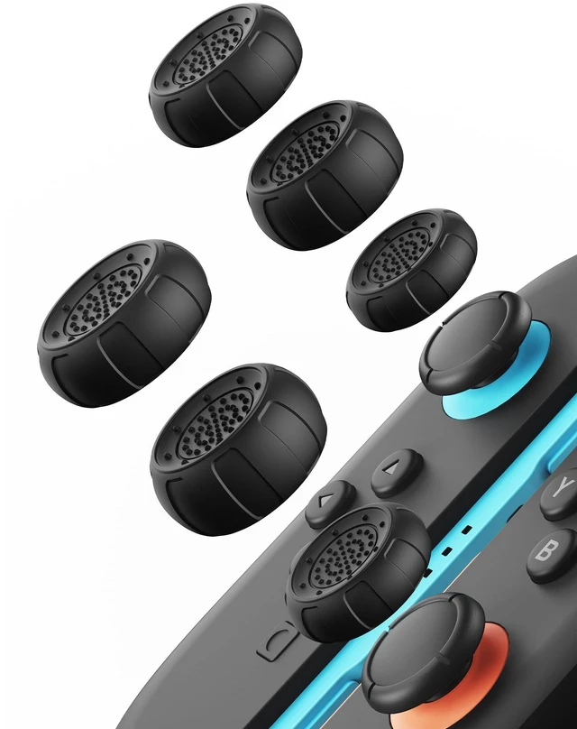 Main image of Switch 2 Thumb Grips Compatible with Nintendo Switch 2 (2025)-6pcs 3 Heights Enhanced Gaming Grip Set, Silicone Joystick Caps, Comfortable Controller Stick Cover Gifts for Boys & Gamers, Black
