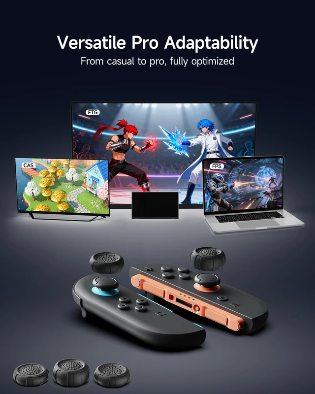 Alt view image 4 of 7 - Switch 2 Thumb Grips Compatible with Nintendo Switch 2 (2025)-6pcs 3 Heights Enhanced Gaming Grip Set, Silicone Joystick Caps, Comfortable Controller Stick Cover Gifts for Boys & Gamers, Black
