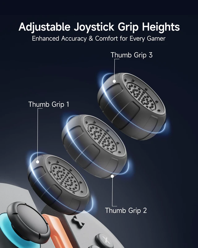 Alt view image 2 of 7 - Switch 2 Thumb Grips Compatible with Nintendo Switch 2 (2025)-6pcs 3 Heights Enhanced Gaming Grip Set, Silicone Joystick Caps, Comfortable Controller Stick Cover Gifts for Boys & Gamers, Black