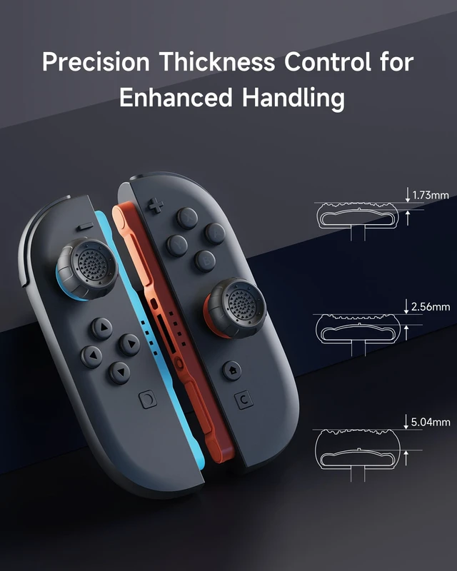 Alt view image 3 of 7 - Switch 2 Thumb Grips Compatible with Nintendo Switch 2 (2025)-6pcs 3 Heights Enhanced Gaming Grip Set, Silicone Joystick Caps, Comfortable Controller Stick Cover Gifts for Boys & Gamers, Black
