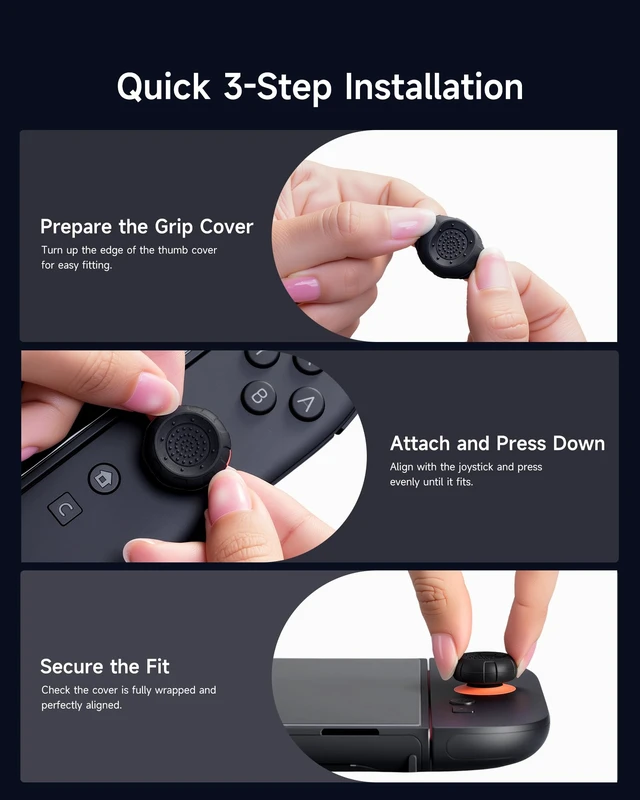 Alt view image 7 of 7 - Switch 2 Thumb Grips Compatible with Nintendo Switch 2 (2025)-6pcs 3 Heights Enhanced Gaming Grip Set, Silicone Joystick Caps, Comfortable Controller Stick Cover Gifts for Boys & Gamers, Black