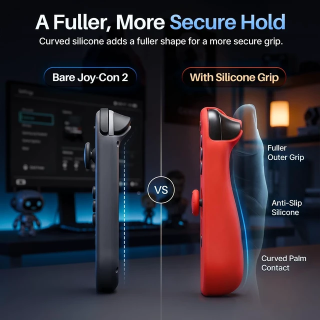 Alt view image 4 of 7 - JoyCon Cover for Nintendo Switch 2 Controller Case, Red/Blue | 2-Piece Anti-Slip Skin Set for Left and Right Joy-Con 2 Controllers with Matching Thumb Grip Caps; Controllers Not Included