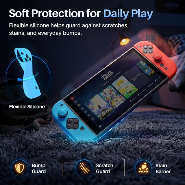 Alt view image 6 of 7 - JoyCon Cover for Nintendo Switch 2 Controller Case, Red/Blue | 2-Piece Anti-Slip Skin Set for Left and Right Joy-Con 2 Controllers with Matching Thumb Grip Caps; Controllers Not Included