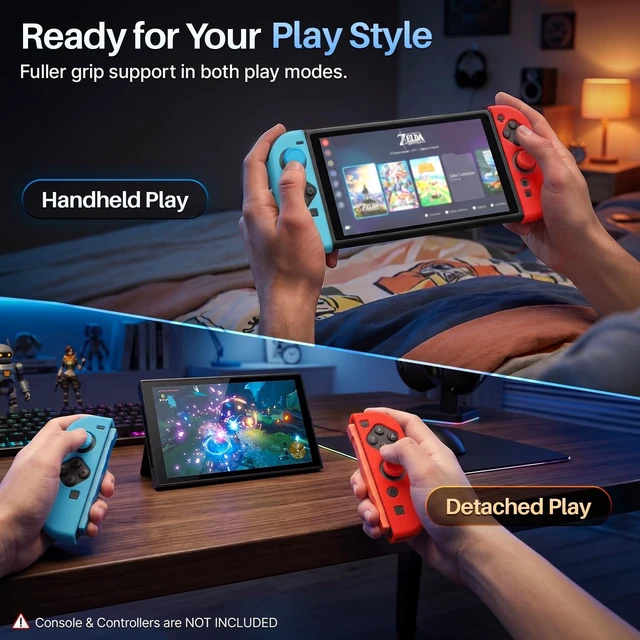 Alt view image 7 of 7 - JoyCon Cover for Nintendo Switch 2 Controller Case, Red/Blue | 2-Piece Anti-Slip Skin Set for Left and Right Joy-Con 2 Controllers with Matching Thumb Grip Caps; Controllers Not Included