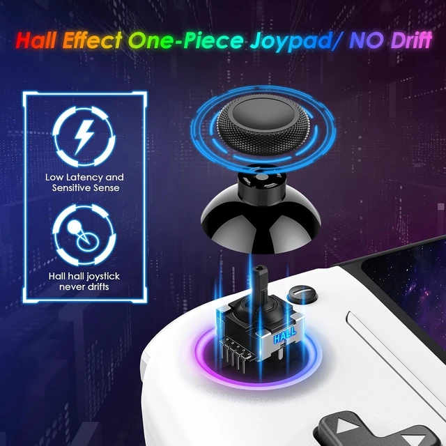 Alt view image 3 of 7 - Switch Controllers Compatible with Nintendo Switch/OLED, Hall Effect One-Piece Controllers with 6-Axis Gyro, Motion Control, Wake-up, Dual Vibration, Turbo, 1000mAh Battery, White