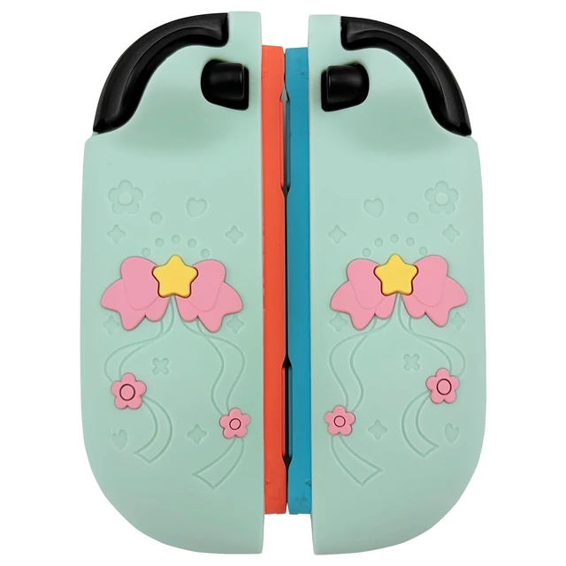 Alt view image 3 of 7 - Cute Silicone Controllers Protective Case for Nintendo Switch 2 (2025) with 2 Silicone Thumb Grips Caps, Sakura Design Ergonomic Cover, Mint Green
