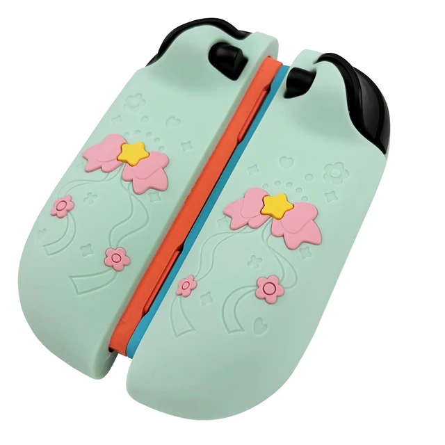 Alt view image 5 of 7 - Cute Silicone Controllers Protective Case for Nintendo Switch 2 (2025) with 2 Silicone Thumb Grips Caps, Sakura Design Ergonomic Cover, Mint Green